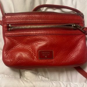 Red Fossil Crossbody